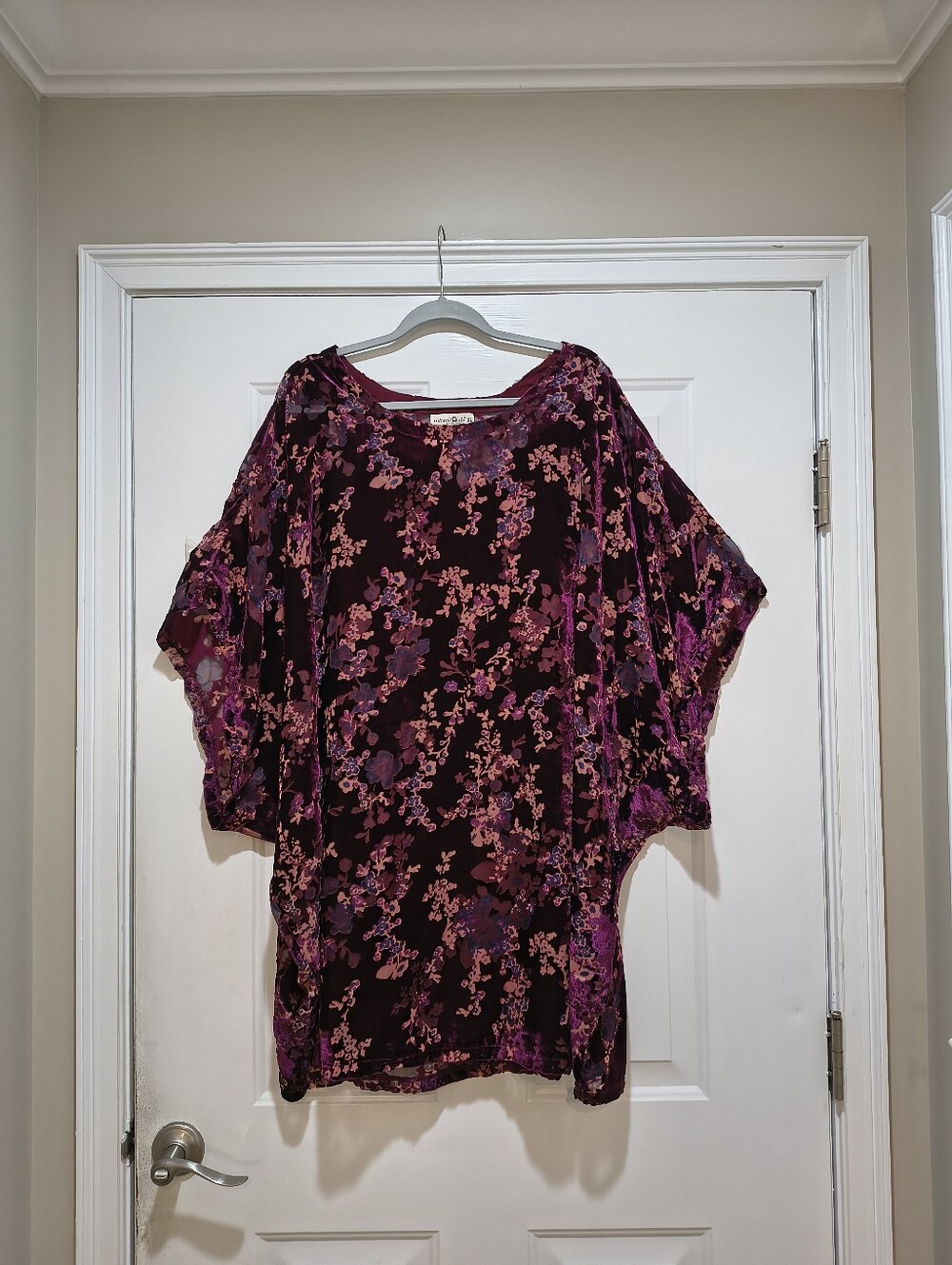 Natural Life Women's Floral Velvet Dolman Dress - Purple/Pink XL